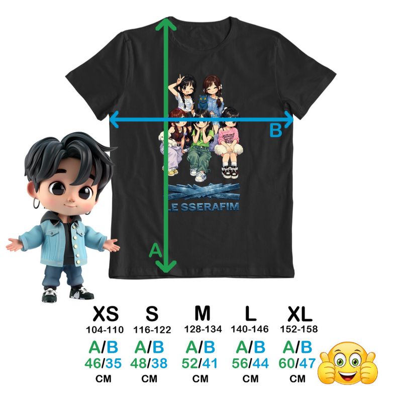Fashion, accesorii si bijuterii - Copii - Imbracaminte copii - Tricouri copii - Tricou Copii Le Sserafim Kpop Serafim Merch baieti, negru, marime XL Copii - Infinity.ro