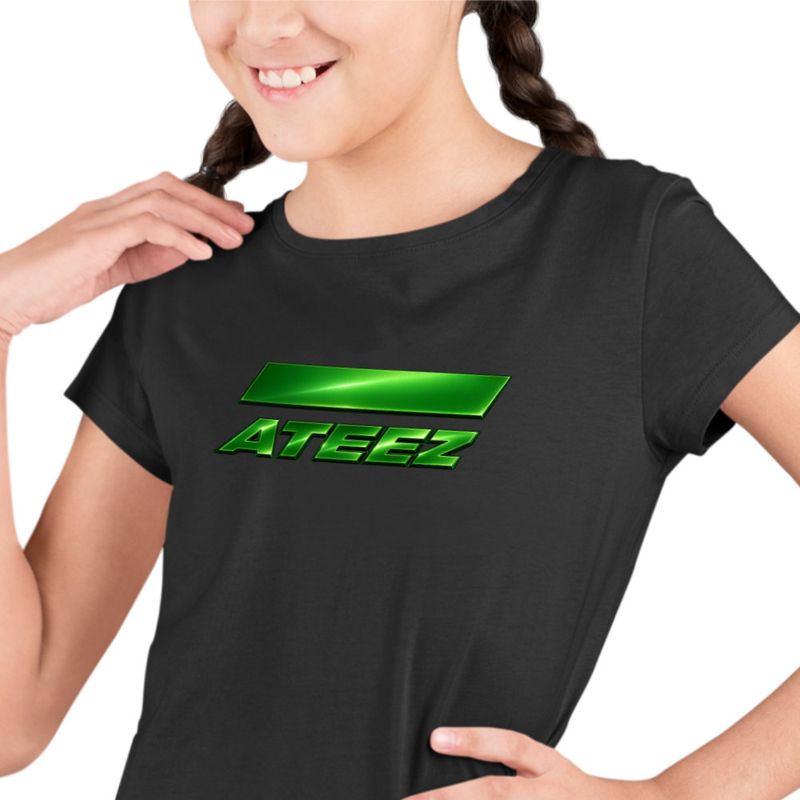 Fashion, accesorii si bijuterii - Copii - Imbracaminte copii - Tricouri copii - Tricou Copii Ateez Merch Kpop fete, negru, marime XS Copii - Infinity.ro