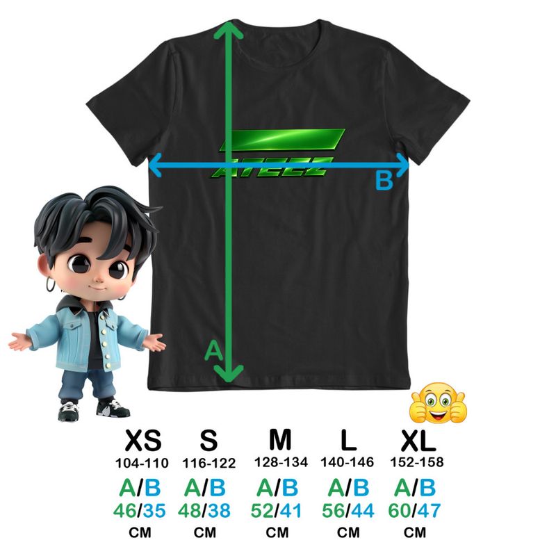 Fashion, accesorii si bijuterii - Copii - Imbracaminte copii - Tricouri copii - Tricou Copii Ateez Merch Kpop fete, negru, marime XS Copii - Infinity.ro