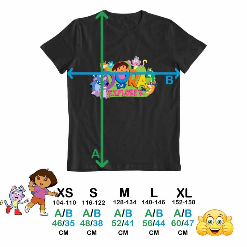 Fashion, accesorii si bijuterii - Copii - Imbracaminte copii - Tricouri copii - Tricou Copii Fete Dora The Explorer Nick Junior, negru, marime L Copii - Infinity.ro