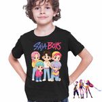 Fashion, accesorii si bijuterii - Copii - Imbracaminte copii - Tricouri copii - Tricou Copii Baieti Huntrix Saja Boys Kpop Demon Hunters CoolTrend, negru, marime XL Copii - Infinity.ro