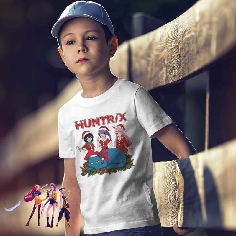 Fashion, accesorii si bijuterii - Copii - Imbracaminte copii - Tricouri copii - Tricou Copii Baieti Huntrix Craciunite Merry Christmas Kpop CoolTrend, alb, marime M Copii - Infinity.ro