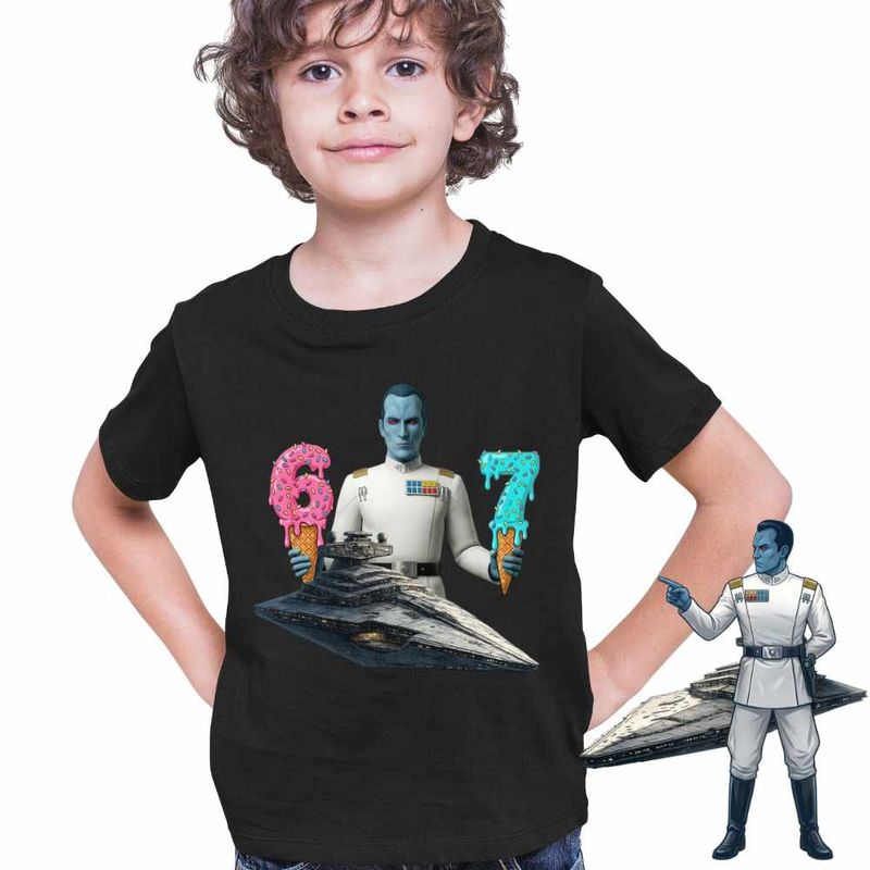 Fashion, accesorii si bijuterii - Copii - Imbracaminte copii - Tricouri copii - Tricou Copii Baieti Thrawn Six Seven Sase Sapte Star Wars Destroyer, negru, marime XS Copii - Infinity.ro