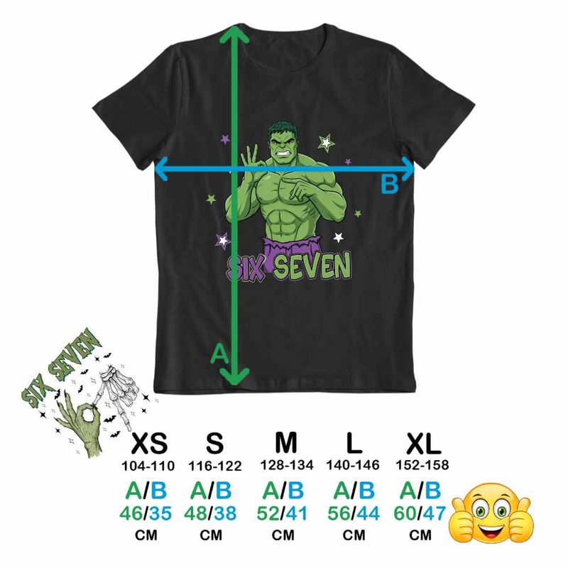 Fashion, accesorii si bijuterii - Copii - Imbracaminte copii - Tricouri copii - Tricou Copii Baieti Six Seven Hulk 67 Marvel Superhero CoolTrend, negru, marime L Copii - Infinity.ro