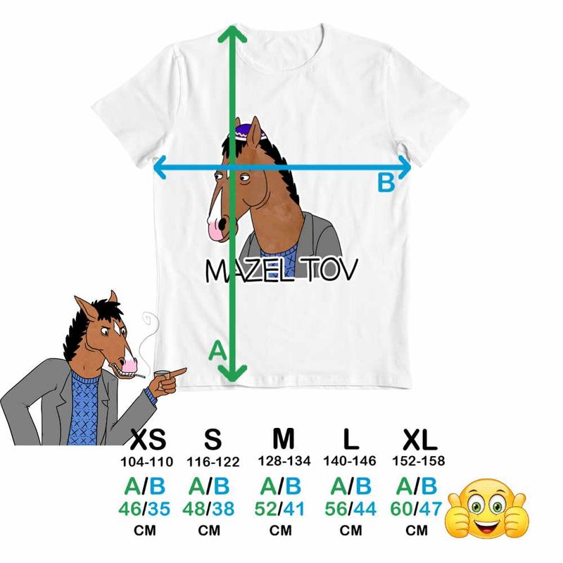 Fashion, accesorii si bijuterii - Copii - Imbracaminte copii - Tricouri copii - Tricou Copii Baieti BoJack Horseman Mazel Tov CoolTrend, alb, marime S Copii - Infinity.ro