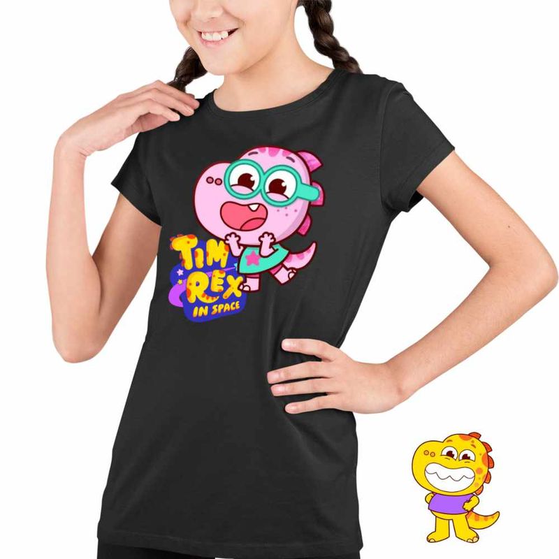Fashion, accesorii si bijuterii - Copii - Imbracaminte copii - Tricouri copii - Tricou Copii Fete Tim Rex Tia Spatiu Dinozauri Exploratori, negru, marime S Copii - Infinity.ro