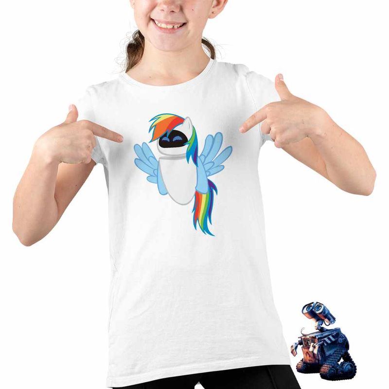 Fashion, accesorii si bijuterii - Copii - Imbracaminte copii - Tricouri copii - Tricou Copii Fete Wall-E Robot Eve Unicorn Curcubeu Viitor CoolTrend, alb, marime L Copii - Infinity.ro