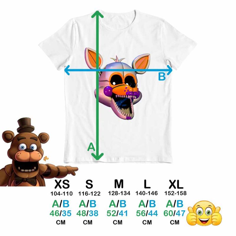 Fashion, accesorii si bijuterii - Copii - Imbracaminte copii - Tricouri copii - Tricou Copii Baieti Fnaf Funtime Foxy Five Nights at Freddy Horror Halloween CoolTrend, alb, marime M Copii - Infinity.ro