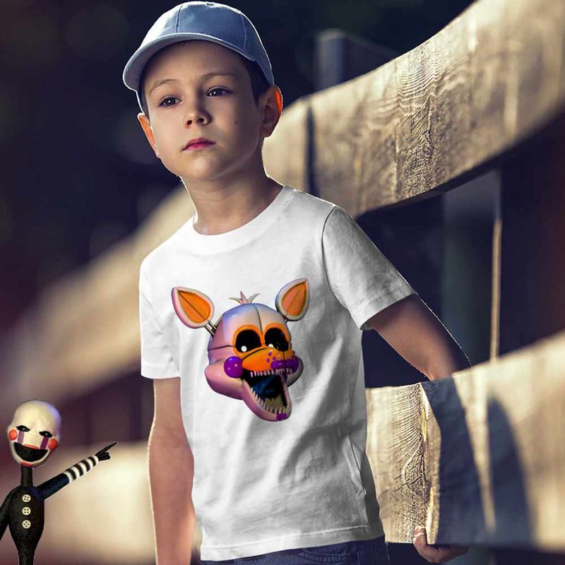 Fashion, accesorii si bijuterii - Copii - Imbracaminte copii - Tricouri copii - Tricou Copii Baieti Fnaf Funtime Foxy Five Nights at Freddy Horror Halloween CoolTrend, alb, marime M Copii - Infinity.ro