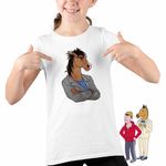 Fashion, accesorii si bijuterii - Copii - Imbracaminte copii - Tricouri copii - Tricou Copii Fete BoJack Horseman Costum CoolTrend, alb, marime XL Copii - Infinity.ro