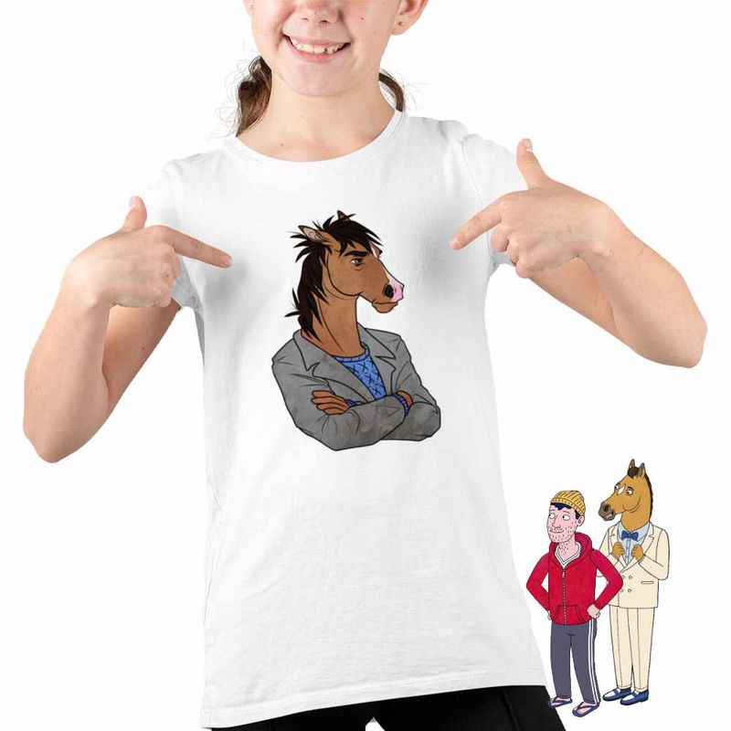 Fashion, accesorii si bijuterii - Copii - Imbracaminte copii - Tricouri copii - Tricou Copii Fete BoJack Horseman Costum CoolTrend, alb, marime XL Copii - Infinity.ro