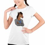 Fashion, accesorii si bijuterii - Copii - Imbracaminte copii - Tricouri copii - Tricou Copii Fete BoJack Horseman Costum CoolTrend, alb, marime XL Copii - Infinity.ro