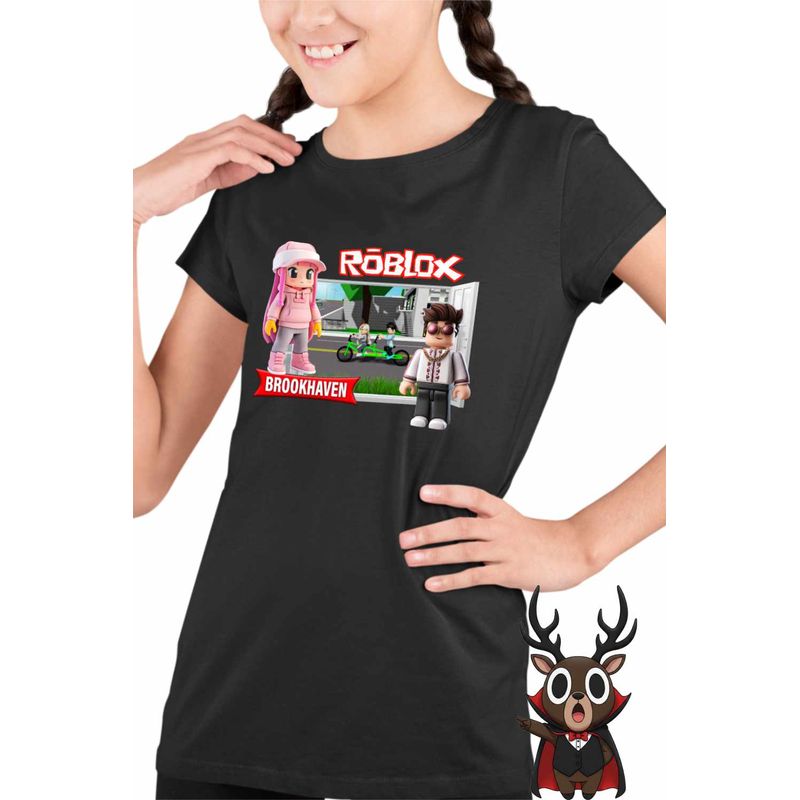 Fashion, accesorii si bijuterii - Copii - Imbracaminte copii - Tricouri copii - Tricou Copii Fete Brookhaven Roblox Game, negru, marime L Copii - Infinity.ro