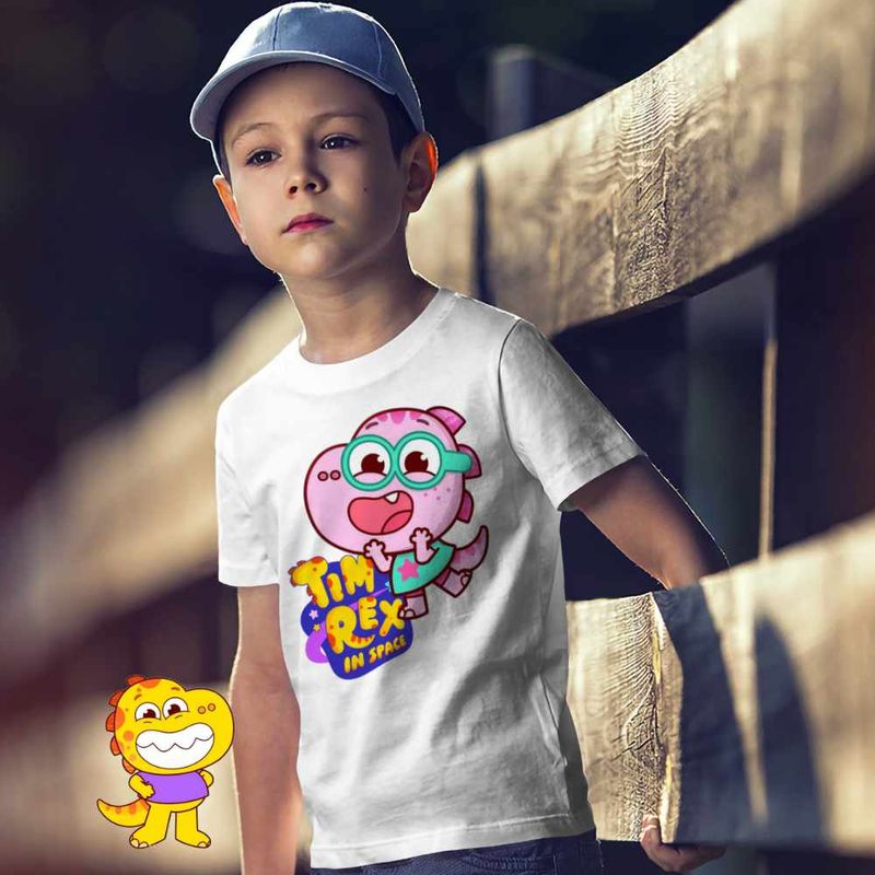 Fashion, accesorii si bijuterii - Copii - Imbracaminte copii - Tricouri copii - Tricou Copii Baieti Tim Rex Tia Spatiu Dinozauri Exploratori, alb, marime M Copii - Infinity.ro