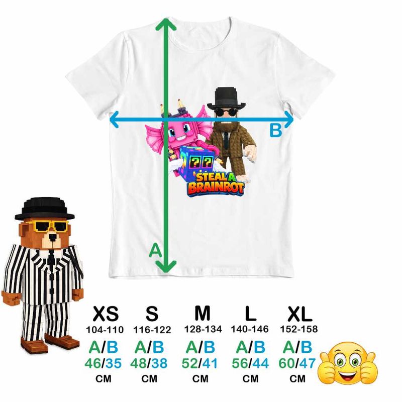 Fashion, accesorii si bijuterii - Copii - Imbracaminte copii - Tricouri copii - Tricou Copii Baieti Steal a Brainrot Matteo Roblox Meme, alb, marime M Copii - Infinity.ro