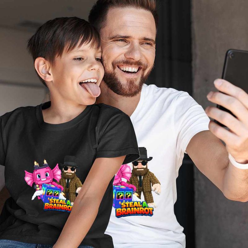 Fashion, accesorii si bijuterii - Copii - Imbracaminte copii - Tricouri copii - Tricou Copii Baieti Steal a Brainrot Matteo Roblox Meme, alb, marime M Copii - Infinity.ro