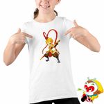 Fashion, accesorii si bijuterii - Copii - Imbracaminte copii - Tricouri copii - Tricou Copii Fete Sun Wukong Monkey King Aventuri, alb, marime S Copii - Infinity.ro