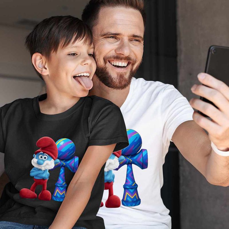 Fashion, accesorii si bijuterii - Copii - Imbracaminte copii - Tricouri copii - Tricou Copii Baieti Kendama Papa Strumf Smurf Gargamel CoolTrend, alb, marime XS Copii - Infinity.ro