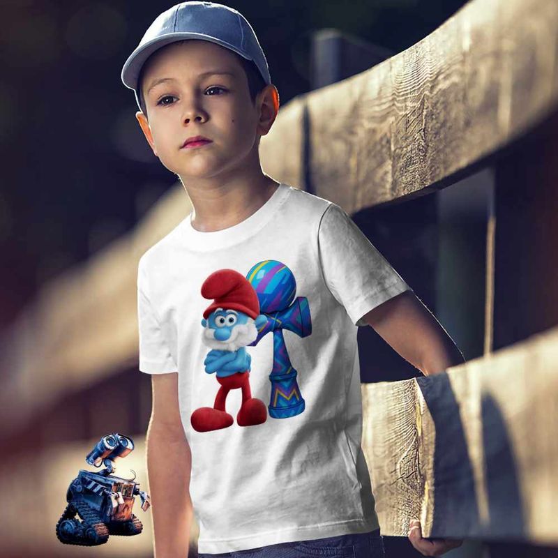 Fashion, accesorii si bijuterii - Copii - Imbracaminte copii - Tricouri copii - Tricou Copii Baieti Kendama Papa Strumf Smurf Gargamel CoolTrend, alb, marime XS Copii - Infinity.ro