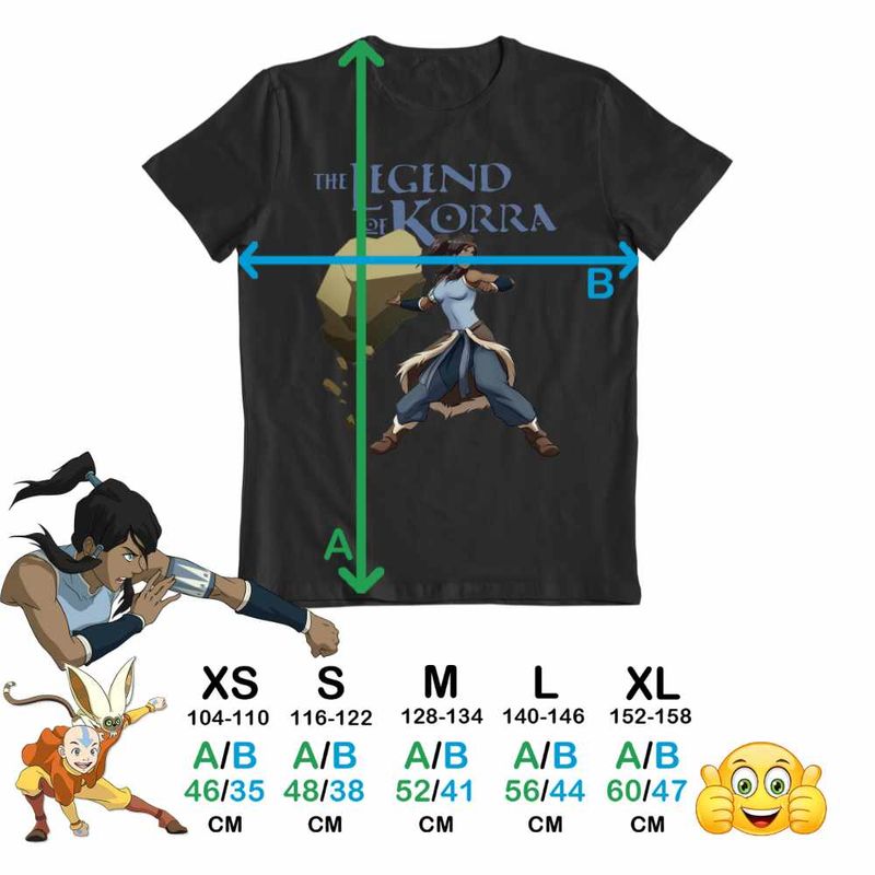 Fashion, accesorii si bijuterii - Copii - Imbracaminte copii - Tricouri copii - Tricou Copii Fete Avatar Korra Maestru Pamantului Airbender, negru, marime XL Copii - Infinity.ro
