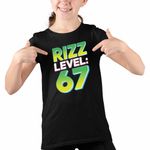 Fashion, accesorii si bijuterii - Copii - Imbracaminte copii - Tricouri copii - Tricou Copii Fete Six Seven Rizz Level 67 CoolTrend, negru, marime L Copii - Infinity.ro