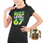 Fashion, accesorii si bijuterii - Copii - Imbracaminte copii - Tricouri copii - Tricou Copii Fete Six Seven Rizz Level 67 CoolTrend, negru, marime L Copii - Infinity.ro