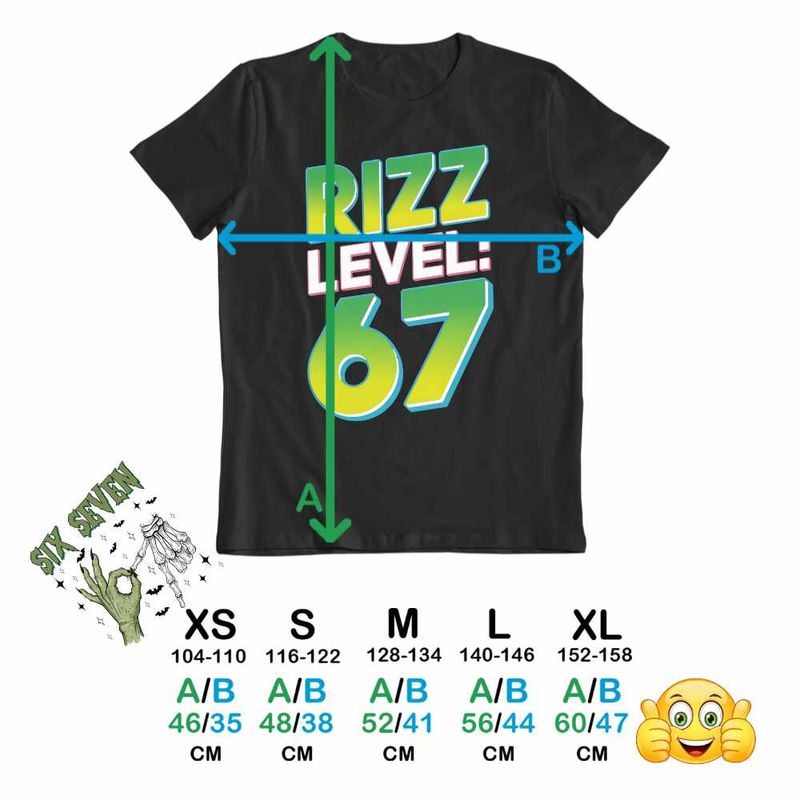 Fashion, accesorii si bijuterii - Copii - Imbracaminte copii - Tricouri copii - Tricou Copii Fete Six Seven Rizz Level 67 CoolTrend, negru, marime L Copii - Infinity.ro
