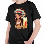Fashion, accesorii si bijuterii - Copii - Imbracaminte copii - Tricouri copii - Tricou Copii Baieti Native American Pocahontas, negru, marime M Copii - Infinity.ro