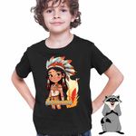 Fashion, accesorii si bijuterii - Copii - Imbracaminte copii - Tricouri copii - Tricou Copii Baieti Native American Pocahontas, negru, marime M Copii - Infinity.ro