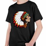 Fashion, accesorii si bijuterii - Copii - Imbracaminte copii - Tricouri copii - Tricou Copii Baieti Indian Native American, negru, marime L Copii - Infinity.ro