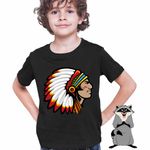 Fashion, accesorii si bijuterii - Copii - Imbracaminte copii - Tricouri copii - Tricou Copii Baieti Indian Native American, negru, marime L Copii - Infinity.ro