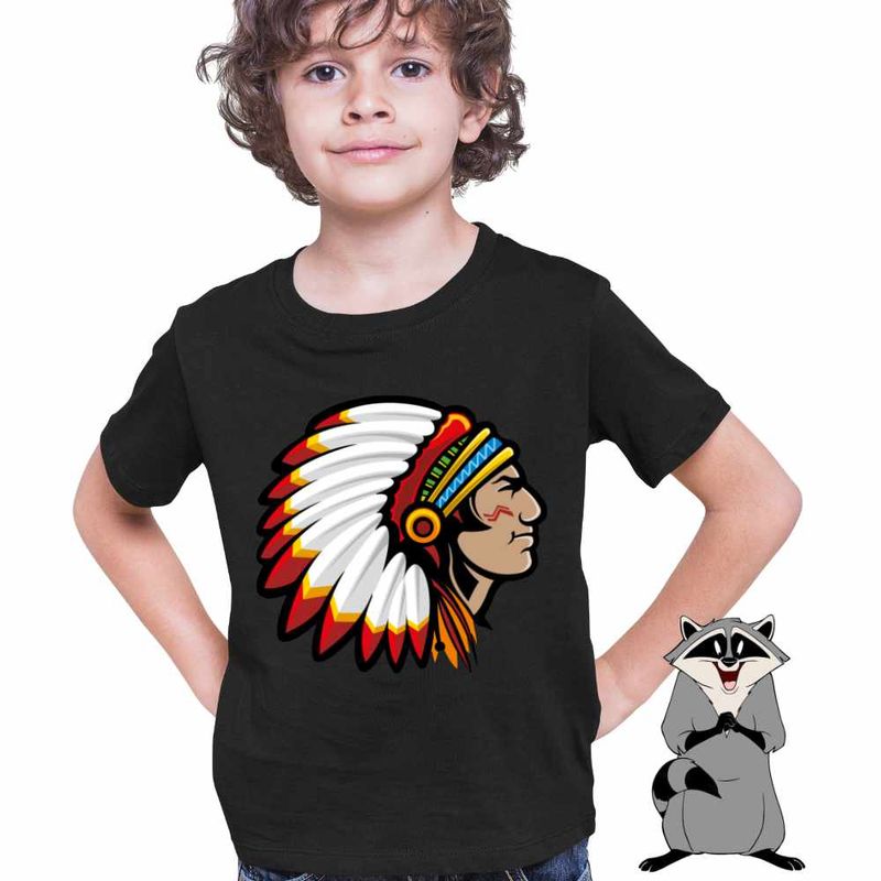Fashion, accesorii si bijuterii - Copii - Imbracaminte copii - Tricouri copii - Tricou Copii Baieti Indian Native American, negru, marime L Copii - Infinity.ro