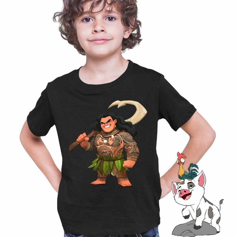 Fashion, accesorii si bijuterii - Copii - Imbracaminte copii - Tricouri copii - Tricou Copii Baieti Maui Moana Vaiana, negru, marime L Copii - Infinity.ro