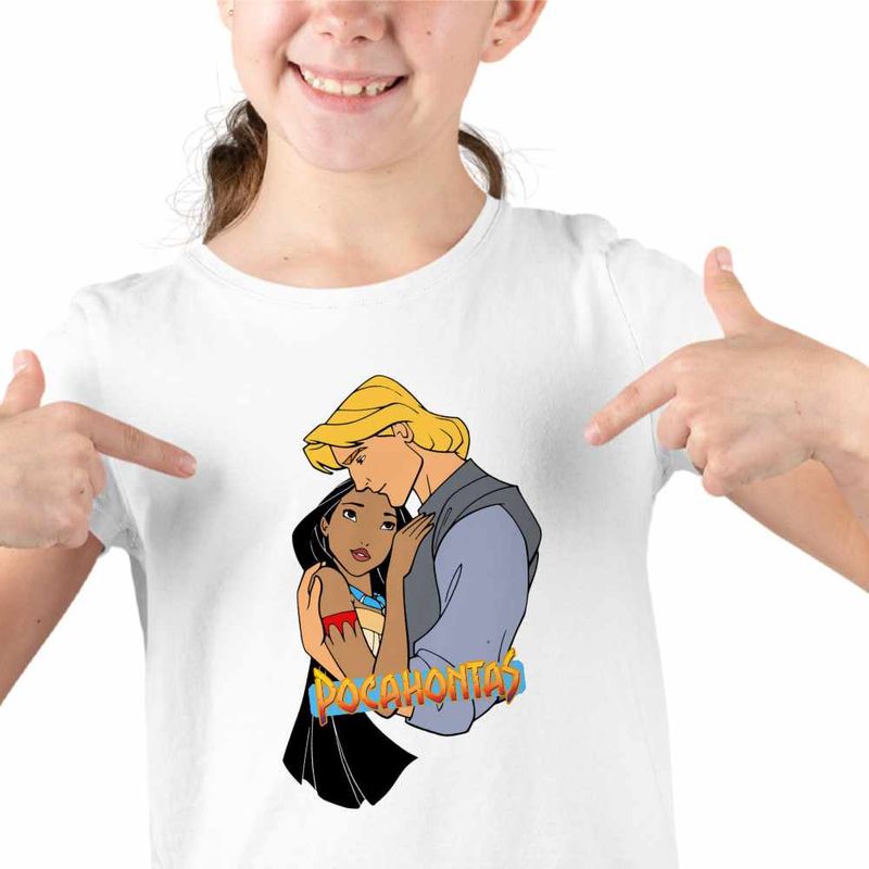 Fashion, accesorii si bijuterii - Copii - Imbracaminte copii - Tricouri copii - Tricou Copii Fete Pocahontas Love Dragobete, alb, marime L Copii - Infinity.ro