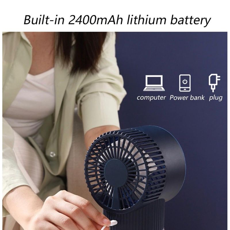 Electronice si Electrocasnice - Climatizare si sisteme de incalzire - Aparate racire aer - Ventilatoare - Ventilator portabil de masa cu umidificare si pulverizare rezervor apa 350 ml 3 viteze alimentare USB albastru - Infinity.ro
