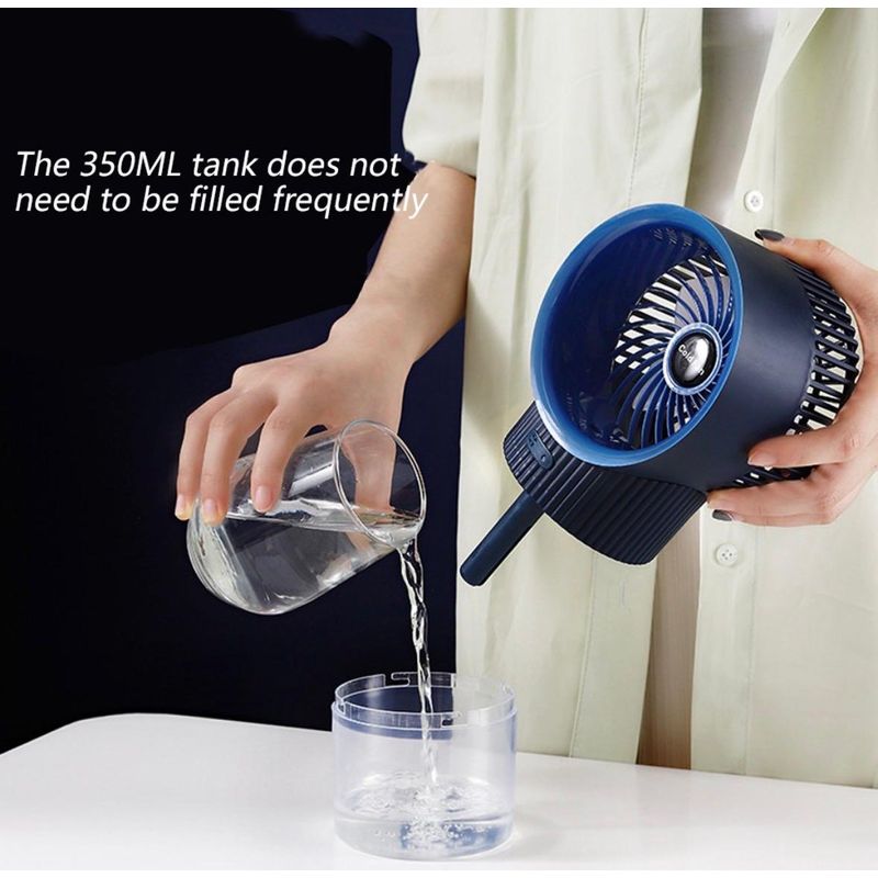 Electronice si Electrocasnice - Climatizare si sisteme de incalzire - Aparate racire aer - Ventilatoare - Ventilator portabil de masa cu umidificare si pulverizare rezervor apa 350 ml 3 viteze alimentare USB albastru - Infinity.ro