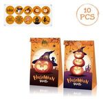 Market - Cadouri - Pungi cadou si accesorii - Pungi de Halloween pentru Dulciuri cu Autocolante, 10 buc, 12x8x23 cm, Portocaliu - Infinity.ro