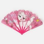 Casa si Gradina - Decoratiuni - Decoratiuni petrecere - Masti si costume carnaval - Evantai pentru copii, roz, cu pisica, 24 cm - Infinity.ro