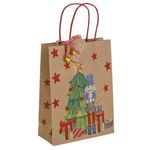 Casa si Gradina - Decoratiuni - Decoratiuni de sezon - Sacosa cadou Craciun cu Spargator de Nuci si Clopotei, 18x8x24cm, Maro - Infinity.ro