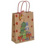 Casa si Gradina - Decoratiuni - Decoratiuni de sezon - Sacosa cadou Craciun cu Spargator de Nuci si Clopotei, 18x8x24cm, Maro - Infinity.ro