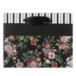 Market - Curatenie si intretinere casa - Produse bucatarie - Pungi si folii alimentare - Sacosa mini din hartie pentru cadou, model floral cu panglica satinata si funda neagra, 14x11x6cm - Infinity.ro