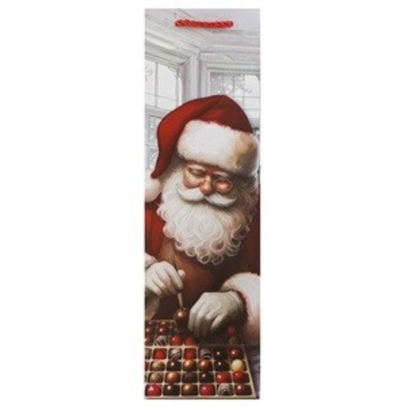 Carti si Birotica - Birotica - Articole ambalare - Sacosa cadou pentru sticle, Mos Craciun, rosie, 11x10x36 cm - Infinity.ro