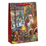 Carti si Birotica - Birotica - Articole ambalare - Sacosa cadou din hartie rosie cu model Mos Craciun, 30x12x42cm - Infinity.ro
