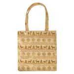 Casa si Gradina - Decoratiuni - Decoratiuni de sezon - Sacosa Cadou Craciun, Model Cerbi Fulgi si Brazi, Bej Auriu, 20x21.5 cm - Infinity.ro
