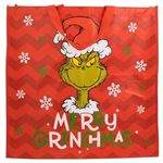 Market - Cadouri - Pungi cadou si accesorii - Sacosa reutilizabila de Craciun din PP, Rosie, cu Model Grinch, 50x20x50cm - Infinity.ro