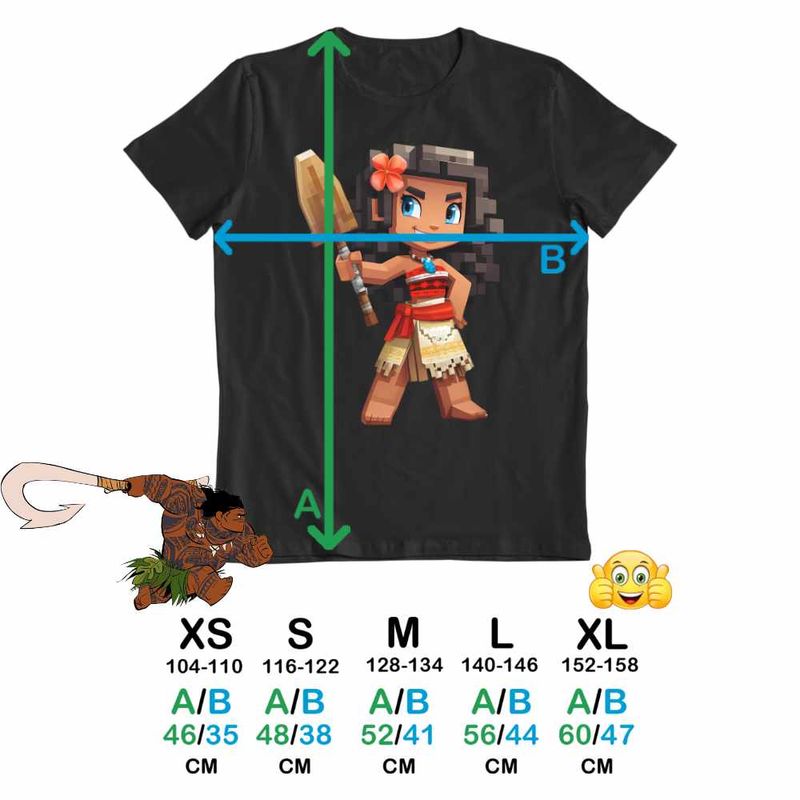 Fashion, accesorii si bijuterii - Copii - Imbracaminte copii - Tricouri copii - Tricou Copii Fete Moana Vaiana Minecraft Roblox, negru, marime L Copii - Infinity.ro