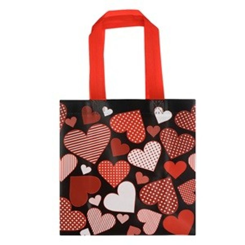 Market - Cadouri - Pungi cadou si accesorii - Sacosa din PP cu Inimi Rosii, Buline si Dungi, 22x10x21.5cm - Infinity.ro