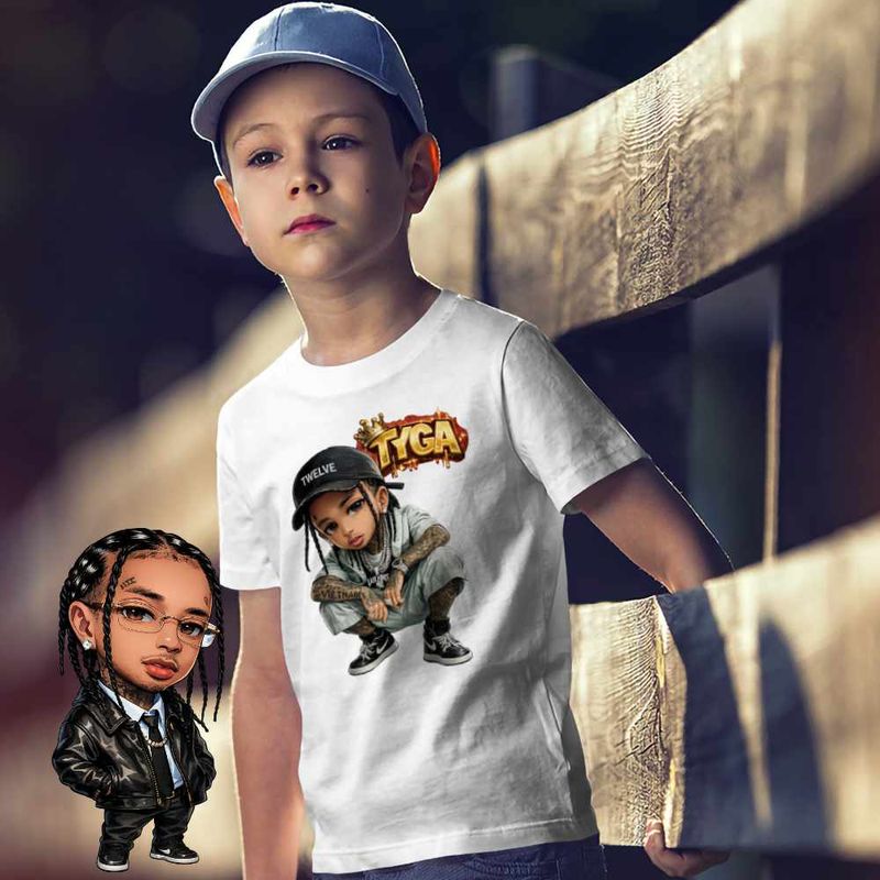 Fashion, accesorii si bijuterii - Copii - Imbracaminte copii - Tricouri copii - Tricou Copii Baieti Tyga Hip Hop Party Vibe, alb, marime XL Copii - Infinity.ro