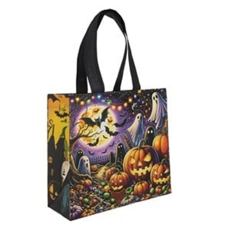 Market - Cadouri - Pungi cadou si accesorii - Sacosa din PP pentru Halloween, 22x10x21.5cm, Neagra cu Mov - Infinity.ro