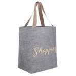 Market - Cadouri - Pungi cadou si accesorii - Sacosa reutilizabila din fetru gri cu manere bej, 29x20x37cm - Infinity.ro